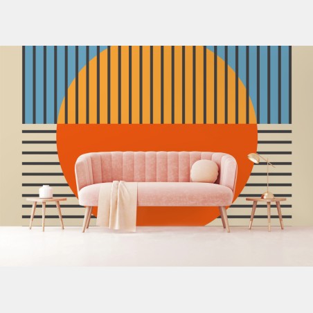 Papier peint horizon géométrique aux couleurs vives – Wallnifity®