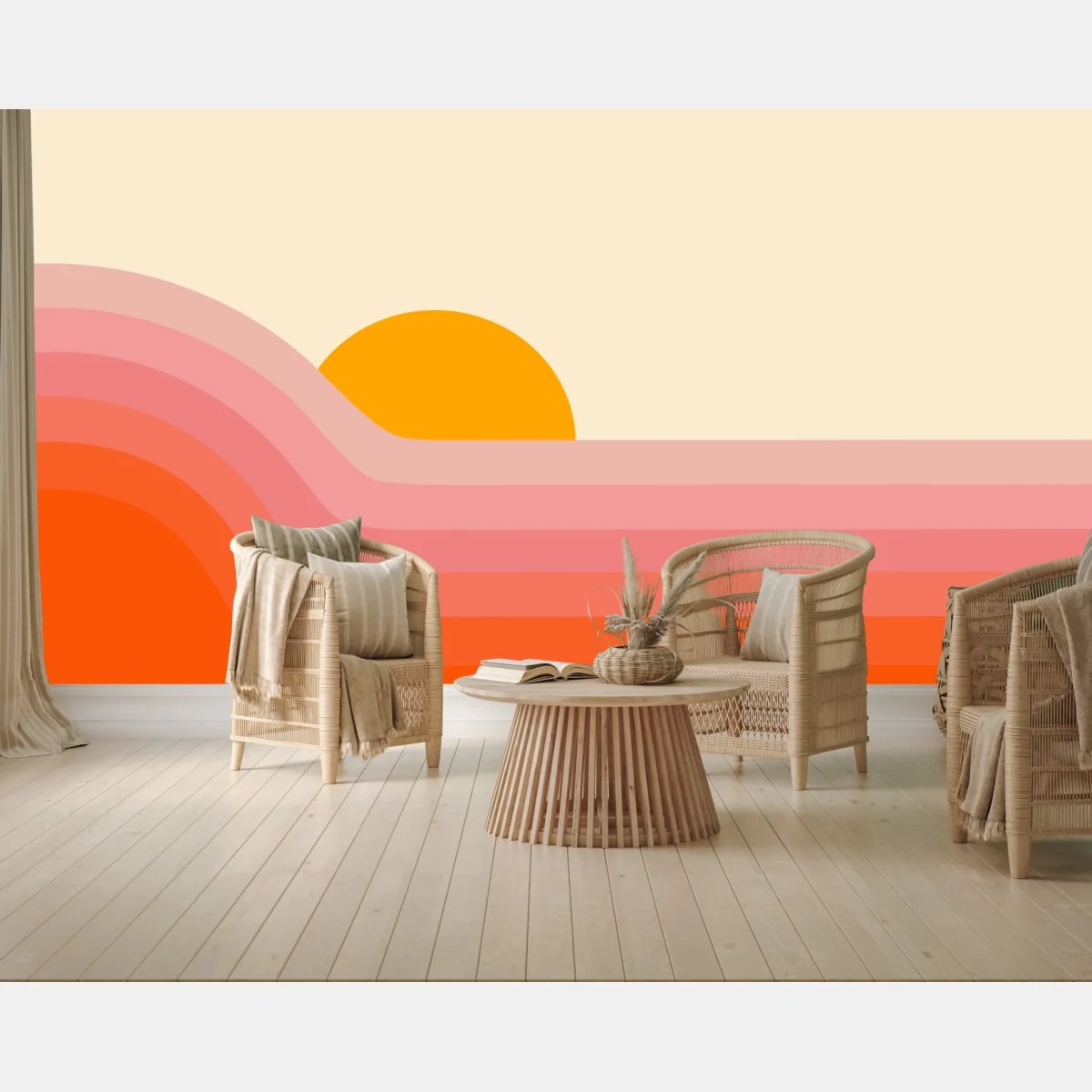 Papier peint coucher de soleil rétro en dégradé – Wallnifity® Papier peint coucher de soleil rétro en dégradé – Wallnifity®