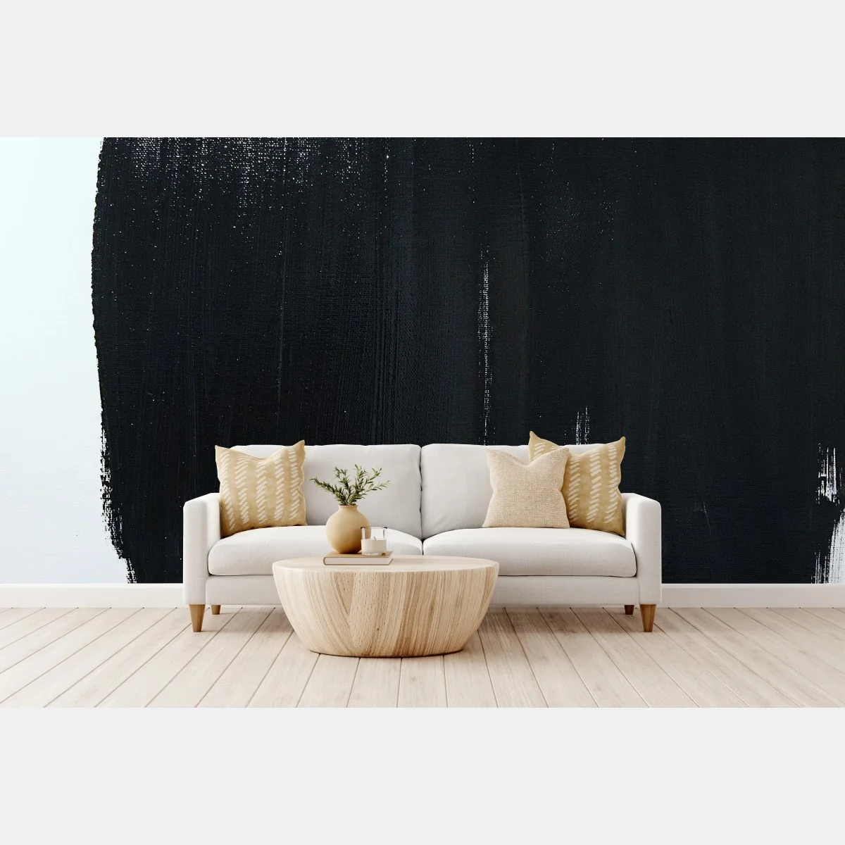 Papier peint abstraction monochrome - larges coups de pinceau noirs – Wallnifity® Papier peint abstraction monochrome - larges coups de pinceau noirs – Wallnifity®