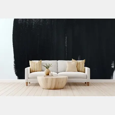 Papier peint abstraction monochrome - larges coups de pinceau noirs – Wallnifity®