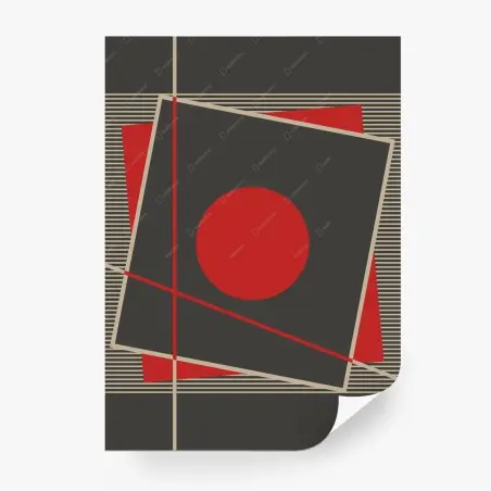 Papier peint abstraction géométrique rouge et gris – Wallnifity®