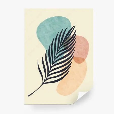 Papier peint feuille botanique abstraite boho en tons pastel – Wallnifity®