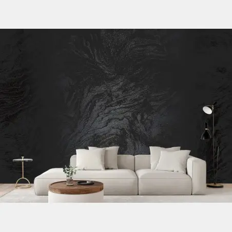 Papier peint marbre noir abstrait pour décoration murale – Wallnifity®
