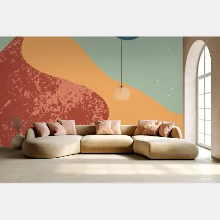 Papier peint paysage abstrait de dunes aux tons chauds – Wallnifity®