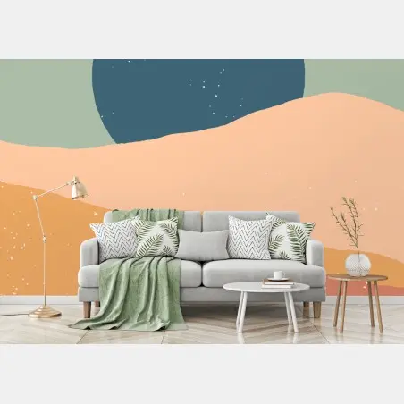 Papier peint horizon lunaire minimaliste aux dunes abstraites – Wallnifity®