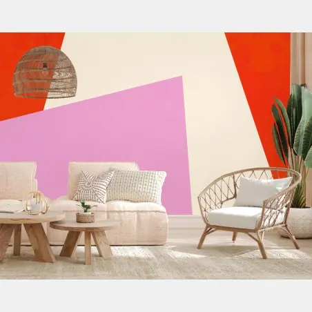 Papier peint composition géométrique rose et orange – Wallnifity®