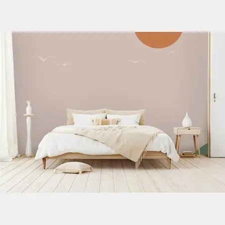 Papier peint paysage minimaliste au soleil couchant – Wallnifity®