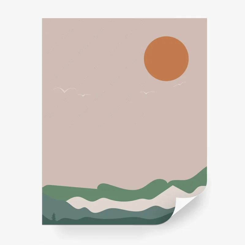 Papier peint paysage minimaliste au soleil couchant – Wallnifity® Papier peint paysage minimaliste au soleil couchant – Wallnifity®