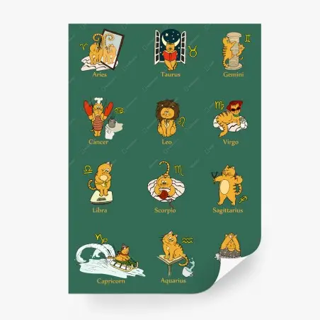 Papier peint les douze chats du zodiaque – Wallnifity®