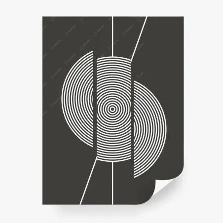 Papier peint composition géométrique concentrique noir et blanc – Wallnifity®