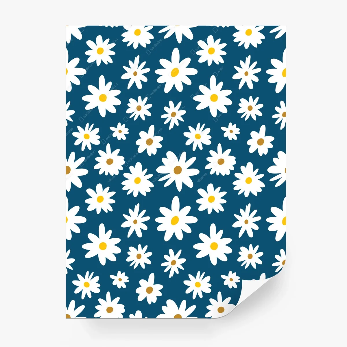 Papier peint motif marguerites blanches sur fond bleu profond – Wallnifity® Papier peint motif marguerites blanches sur fond bleu profond – Wallnifity®