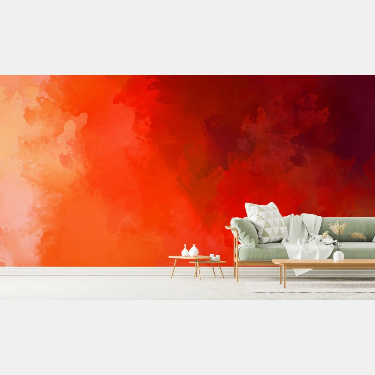 Papier peint nuances ardentes — composition abstraite en rouge et orange – Wallnifity® Papier peint nuances ardentes — composition abstraite en rouge et orange – Wallnifity®