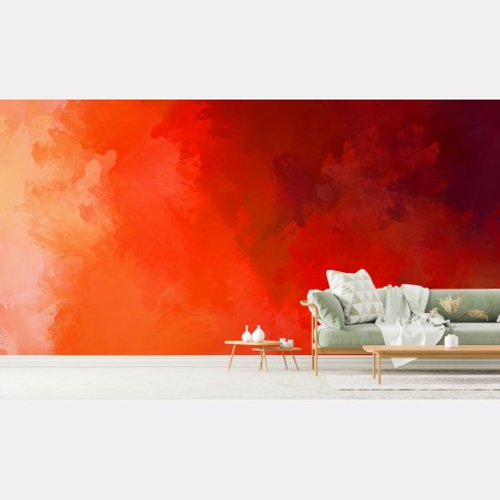 Papier peint nuances ardentes — composition abstraite en rouge et orange – Wallnifity®