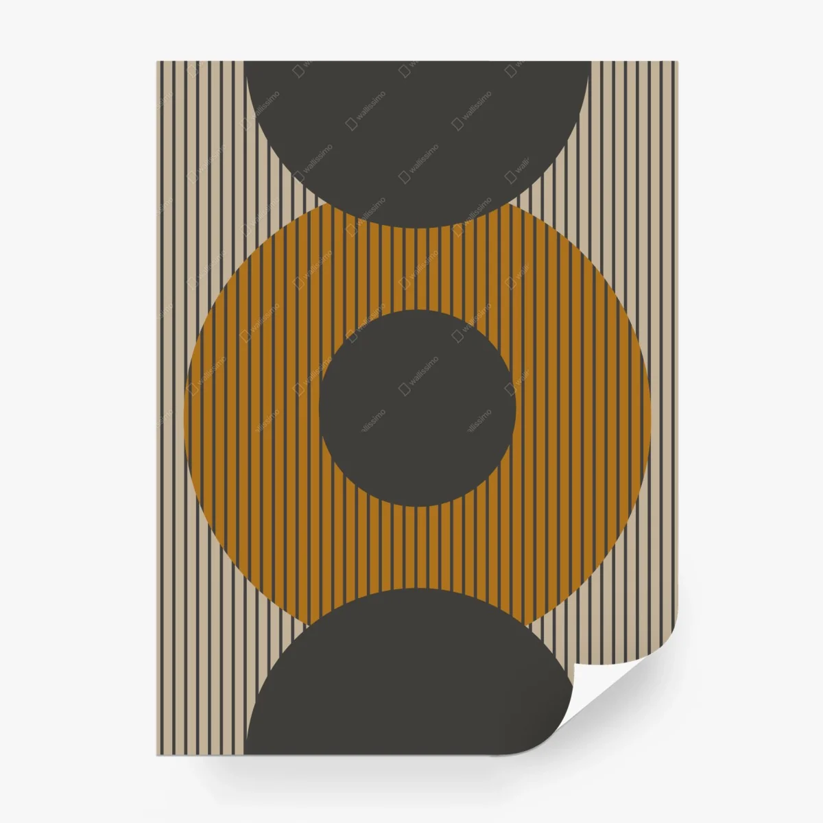 Papier peint composition géométrique rétro aux cercles ocres – Wallnifity® Papier peint composition géométrique rétro aux cercles ocres – Wallnifity®