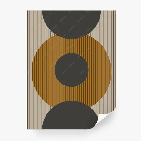 Papier peint composition géométrique rétro aux cercles ocres – Wallnifity®