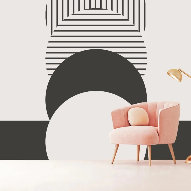 Papier peint composition géométrique minimaliste en noir et blanc – Wallnifity® Papier peint composition géométrique minimaliste en noir et blanc – Wallnifity®