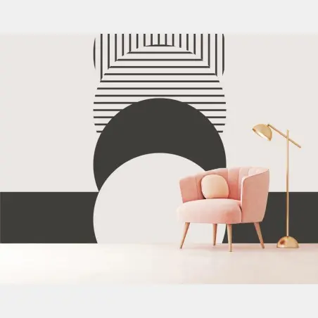 Papier peint composition géométrique minimaliste en noir et blanc – Wallnifity®