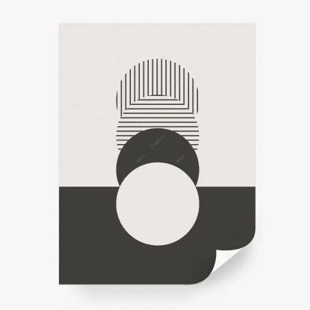 Papier peint composition géométrique minimaliste en noir et blanc – Wallnifity®