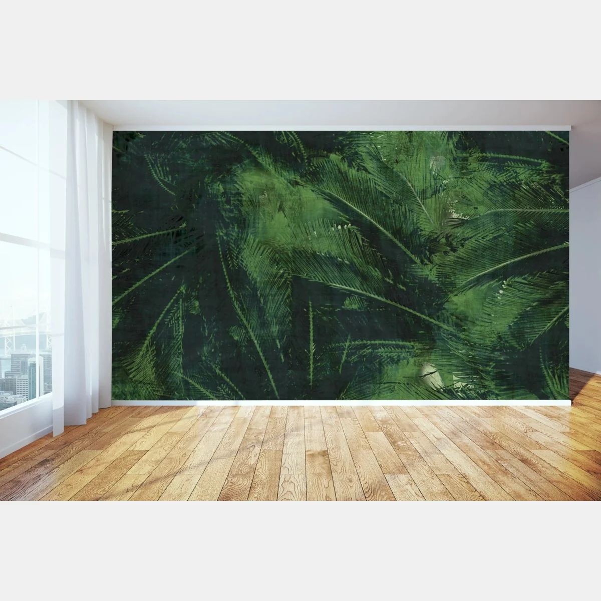 Papier peint feuillage tropical vert abstrait – Wallnifity® Papier peint feuillage tropical vert abstrait – Wallnifity®