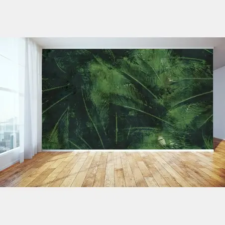 Papier peint feuillage tropical vert abstrait – Wallnifity®