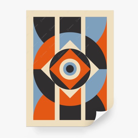 Papier peint composition géométrique rétro aux couleurs contrastées – Wallnifity®