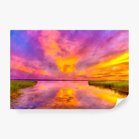 Papier peint coucher de soleil flamboyant sur le marais – Wallnifity®