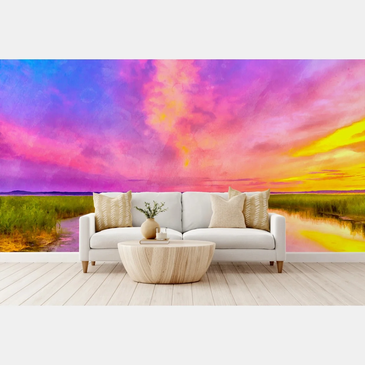 Papier peint ciel pastel au-dessus du marais au crépuscule – Wallnifity® Papier peint ciel pastel au-dessus du marais au crépuscule – Wallnifity®
