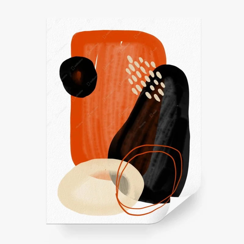 Papier peint composition abstraite terre cuite et noir – Wallnifity® Papier peint composition abstraite terre cuite et noir – Wallnifity®