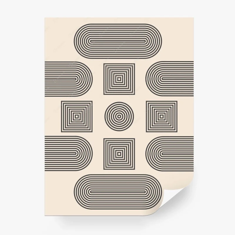 Papier peint motif géométrique minimaliste aux lignes concentriques – Wallnifity® Papier peint motif géométrique minimaliste aux lignes concentriques – Wallnifity®