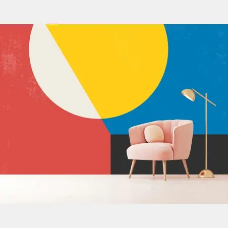 Papier peint composition géométrique aux couleurs vives – Wallnifity®