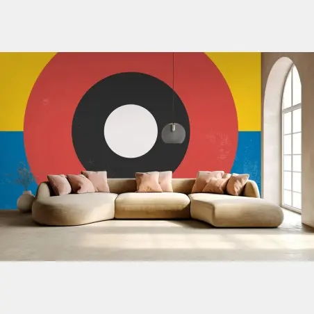 Papier peint cible géométrique colorée pour décoration murale – Wallnifity®