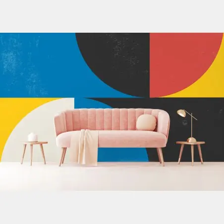 Papier peint composition géométrique aux couleurs primaires – Wallnifity®