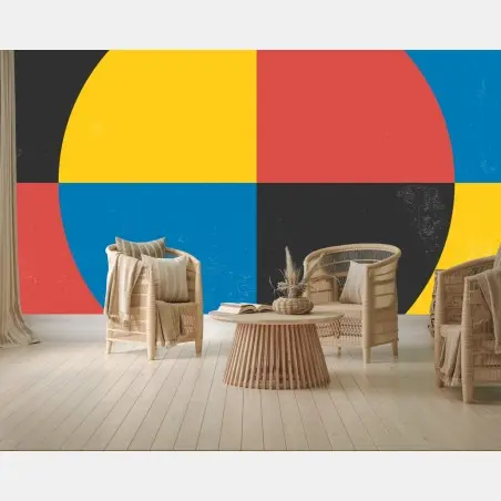 Papier peint composition géométrique aux couleurs primaires – Wallnifity®