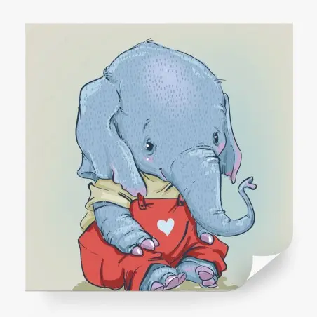 Papier peint adorable éléphant en salopette rouge – Wallnifity®