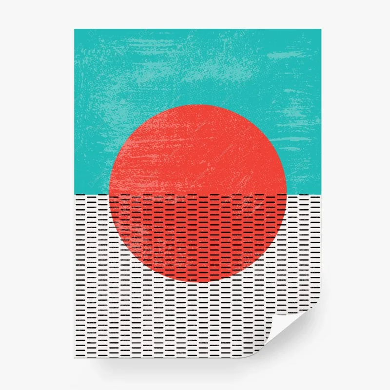 Papier peint soleil géométrique au style rétro – Wallnifity® Papier peint soleil géométrique au style rétro – Wallnifity®