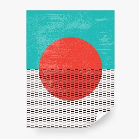 Papier peint soleil géométrique au style rétro – Wallnifity®