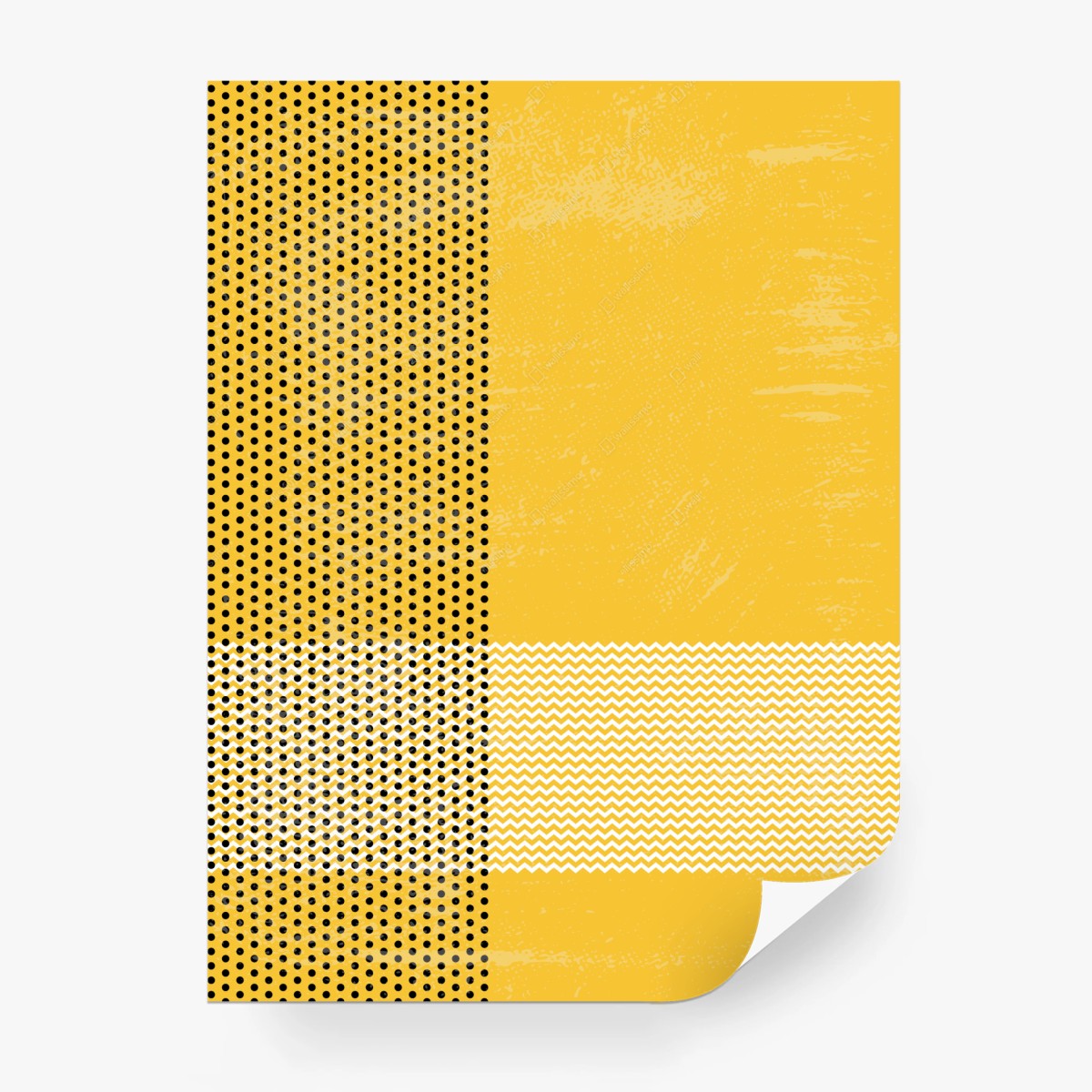 Papier peint composition abstraite jaune à motifs graphiques – Wallnifity®