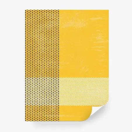 Papier peint composition abstraite jaune à motifs graphiques – Wallnifity®