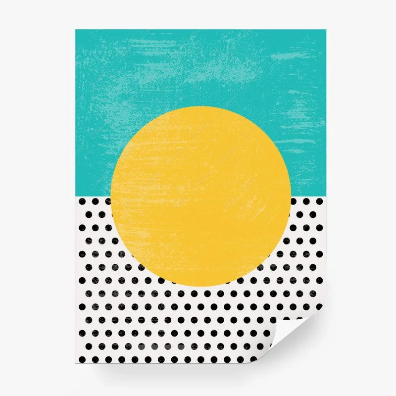 Papier peint composition graphique soleil jaune et motifs à pois – Wallnifity® Papier peint composition graphique soleil jaune et motifs à pois – Wallnifity®