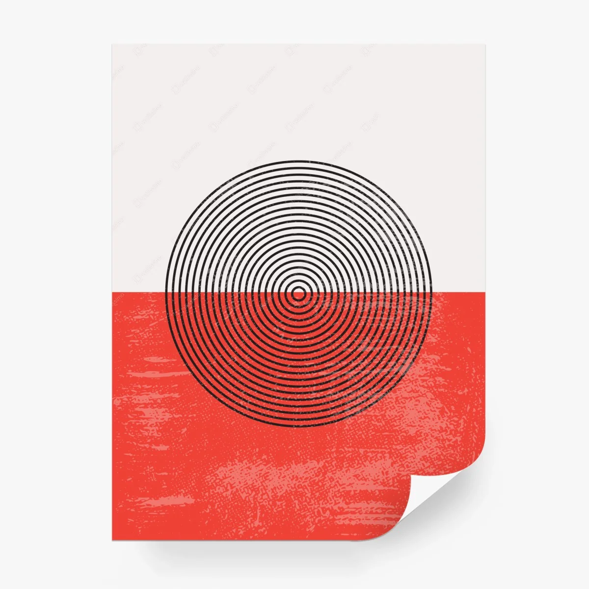 Papier peint composition concentrique minimaliste rouge et blanc – Wallnifity®