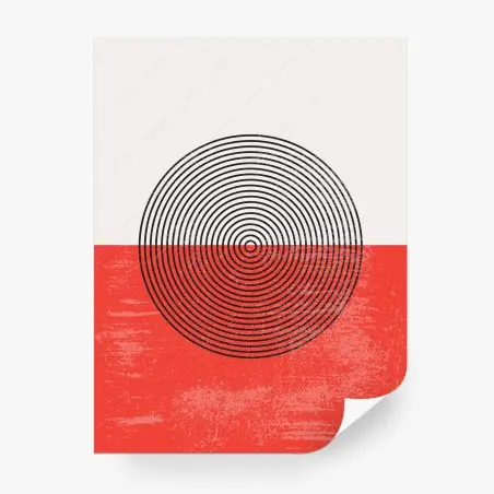 Papier peint composition concentrique minimaliste rouge et blanc – Wallnifity®