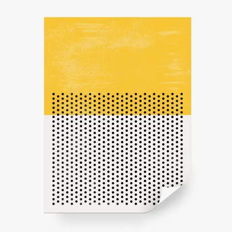 Papier peint composition graphique jaune et pois noirs – Wallnifity®