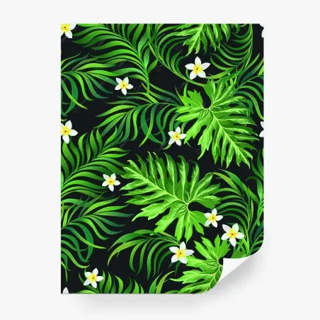Papier peint jungle tropicale luxuriante sur fond noir – Wallnifity®