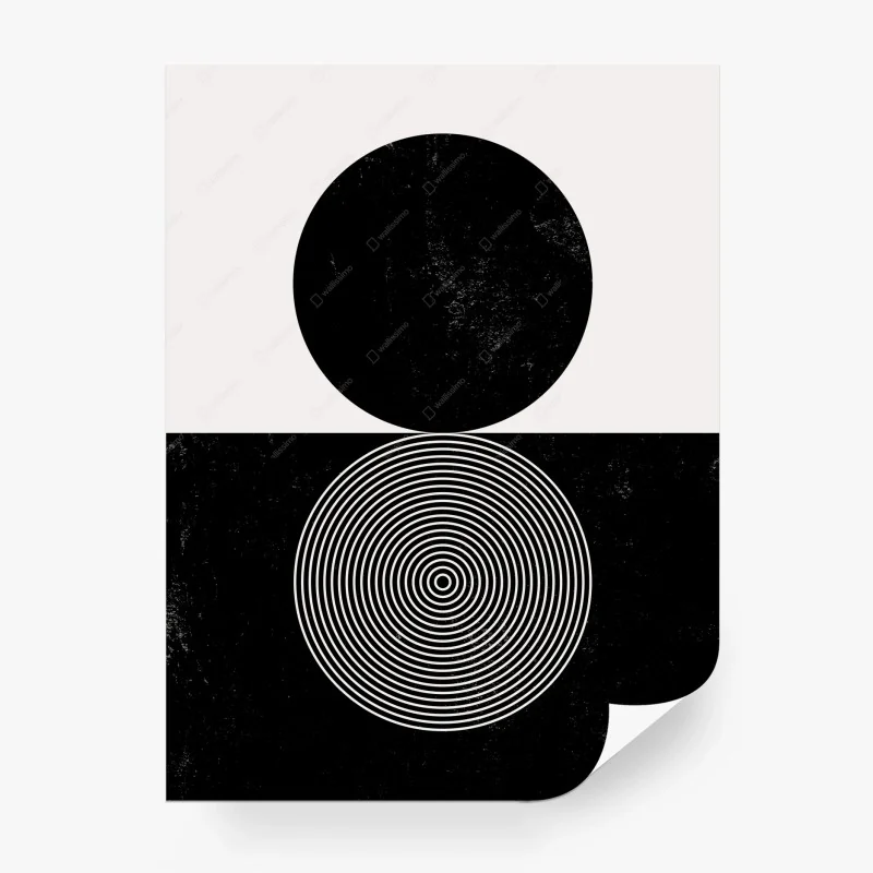 Papier peint équilibre géométrique noir et blanc – Wallnifity®