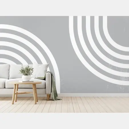 Papier peint composition géométrique monochrome rétro – Wallnifity®