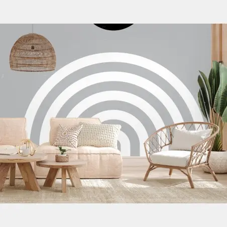 Papier peint arches minimalistes monochromes avec cercle noir – Wallnifity®