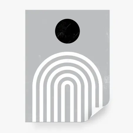 Papier peint arches minimalistes monochromes avec cercle noir – Wallnifity®