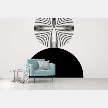 Papier peint composition géométrique minimaliste en noir et blanc – Wallnifity®