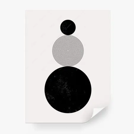 Papier peint composition géométrique minimaliste en noir et blanc – Wallnifity®