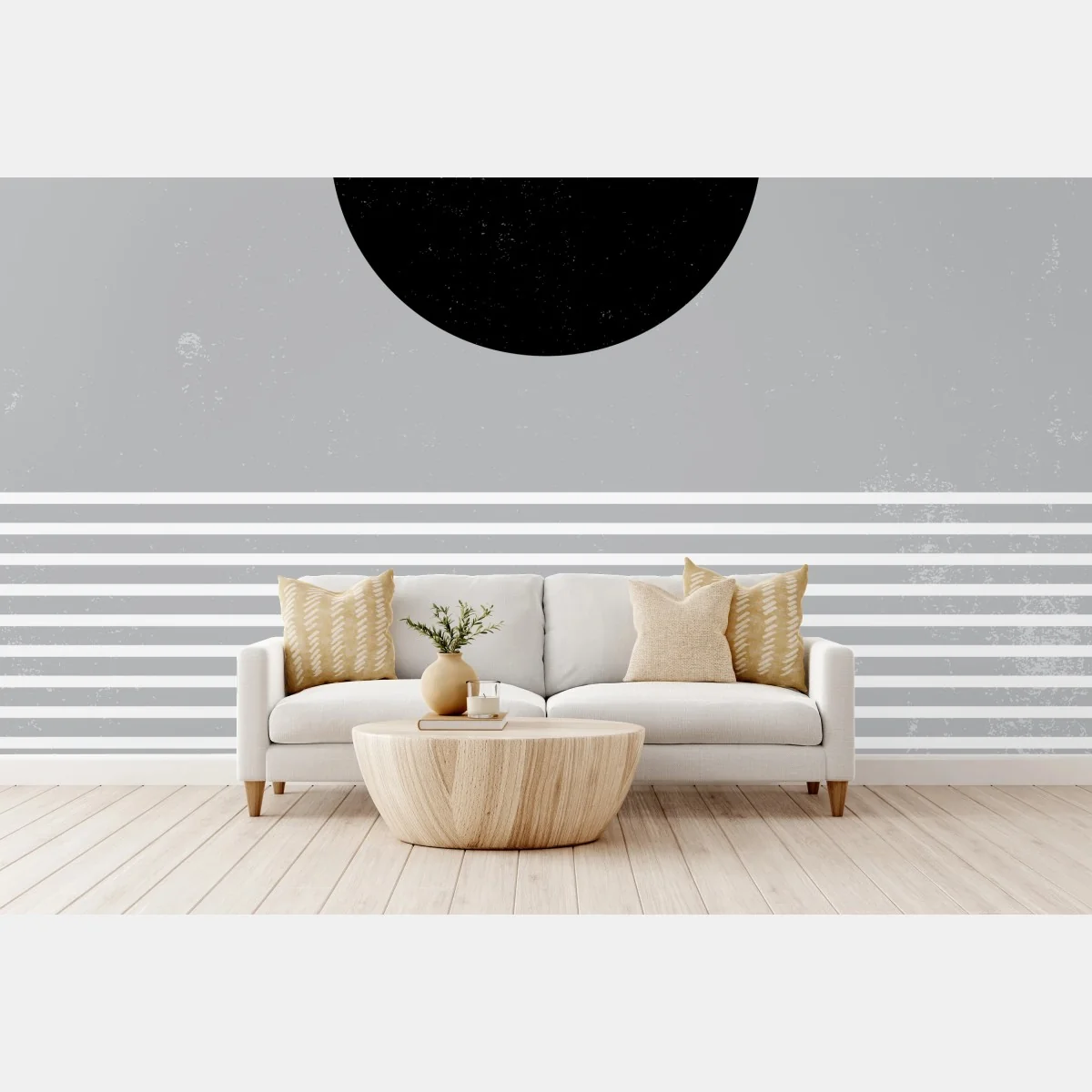 Papier peint cercle noir et rayures minimalistes – Wallnifity® Papier peint cercle noir et rayures minimalistes – Wallnifity®